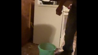 Desperately need to piss while cooking supper (holding my piss until I couldn’t , I piss in bucket)