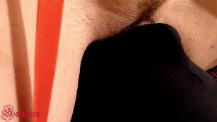 Multiple orgasms for Mistress Sadistra after pee in her dog’s mouth