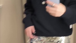 Risky public squirt while try on cute clothes