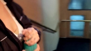 Sassy girl making a mess in public bathroom . girl pissing