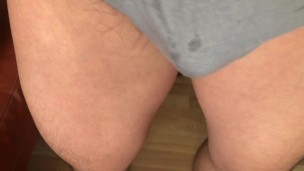 Muscle Asian In underwear with pee stain