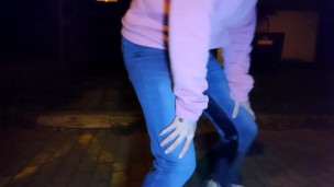 Wetting my jeans on parking place at night(loud hissing sound)