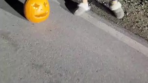 Desperation Piss – Milf Peeing in a Pumpkin found on Road!