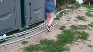 Peed my overalls outdoors when our female freind was with us! she made me laugh pulling funny faces