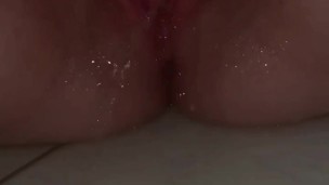 Peeing in the shower and playing with my tight pussy